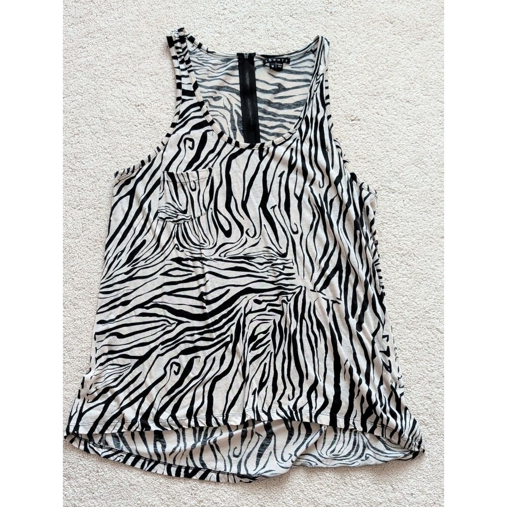 Theory Zebra Print Silk Top Size M